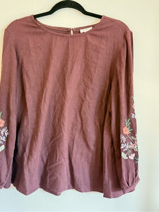 J. Jill Tops - J. Jill Embroidered Long-Sleeve Top - Burgundy